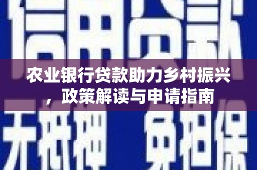 南涧农业银行贷款助力乡村振兴，政策解读与申请指南