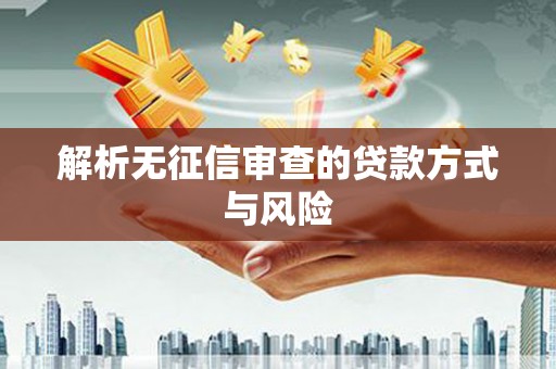 金乡解析无征信审查的贷款方式与风险